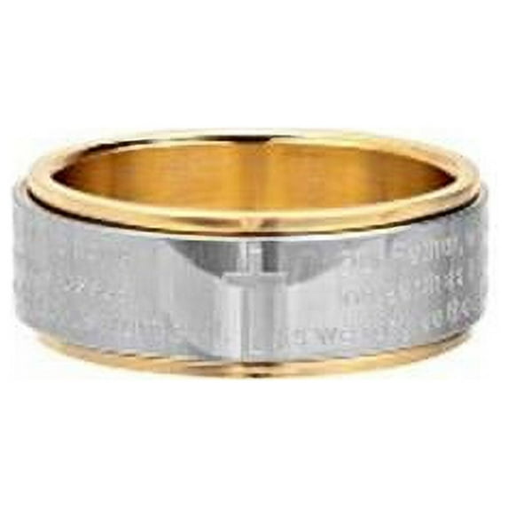 Jewelry The Lords Prayer Spinner Stainless Steel Ring - 8 in.