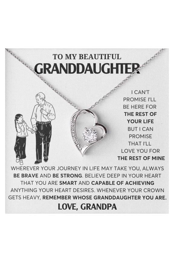 Jewelry To My Granddaughter Necklace, Granddaughter Jewelry, Granddaughter Necklace, Her, From Grandpa #1613, White Forever Love Necklace