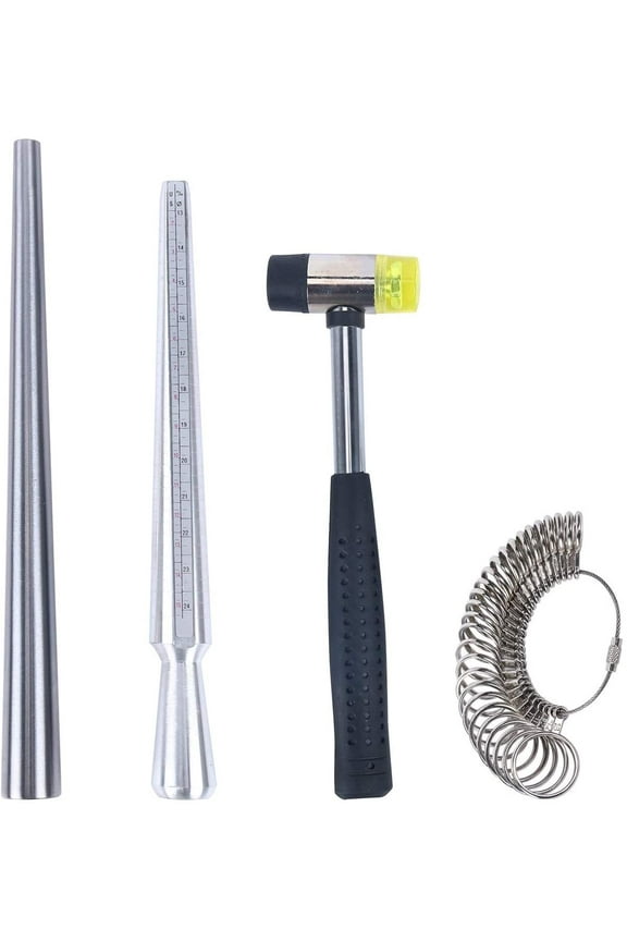 Jewelry Tool Measuring Stick Mandrel Ring Sizer Gauge Finger Size Guage Rubber Hammer for Jewelry Making Jewelers Tools