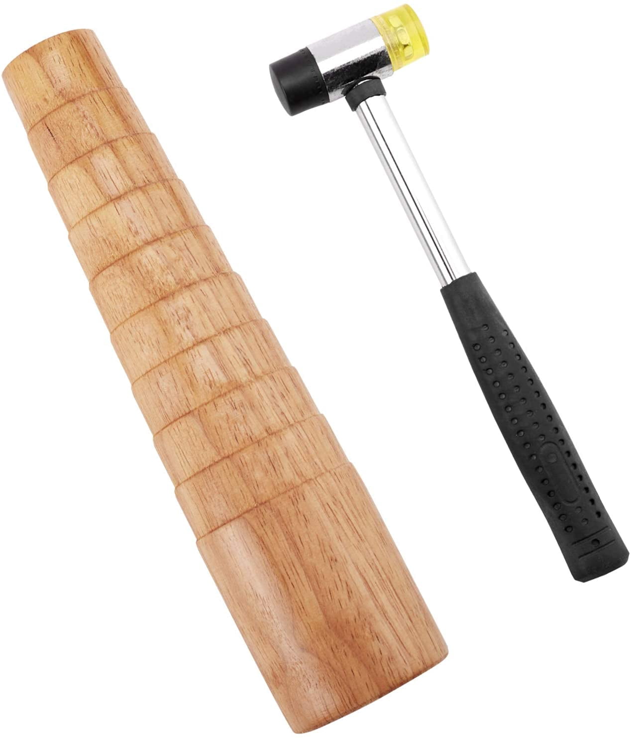 Jewelry Tool sets with Wooden Bracelet Sizing Bangle Mandrel and Steel Handle Installable Two Way Rubber Hammers diy
