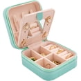 thumbnail image 1 of Jewelry Travel Case with Mirror, Small Travel Jewelry Organizer, Portable Jewelry Box Travel Mini Storage Organizer Portable Display Storage Box For Rings Earrings Necklaces Gifts (Blue), 1 of 7