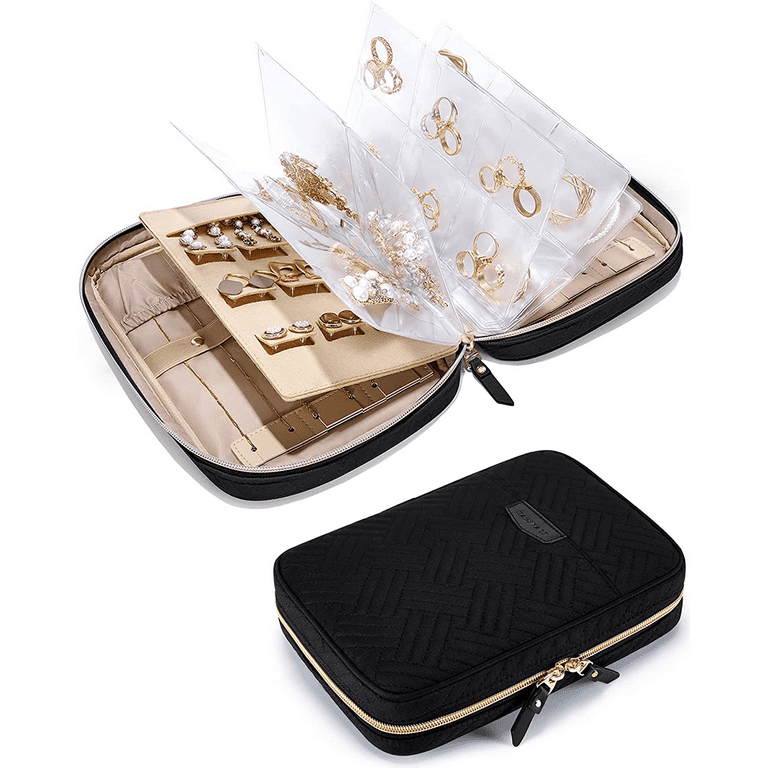Jewelry Travel Organizer Case Transparent Jewelry Storage Bags Book Ring Binder Jewelry Bag Clear Booklet Zipper Jewelry Pouches for Necklaces