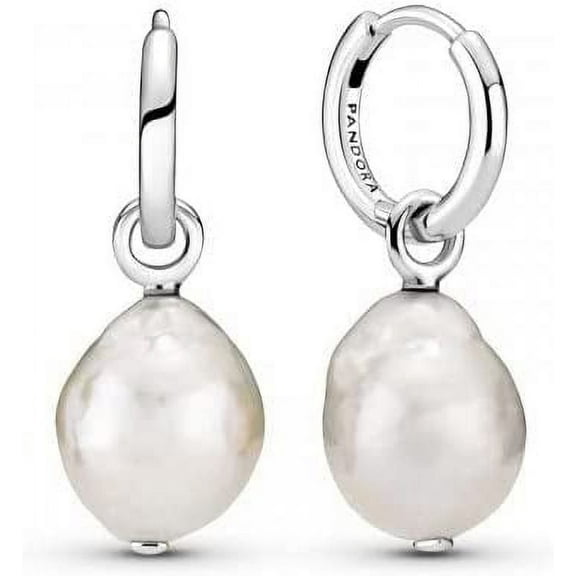 Jewelry Treated Freshwater Cultured Baroque Pearl Hoop Earrings for Women - Sterling Silver