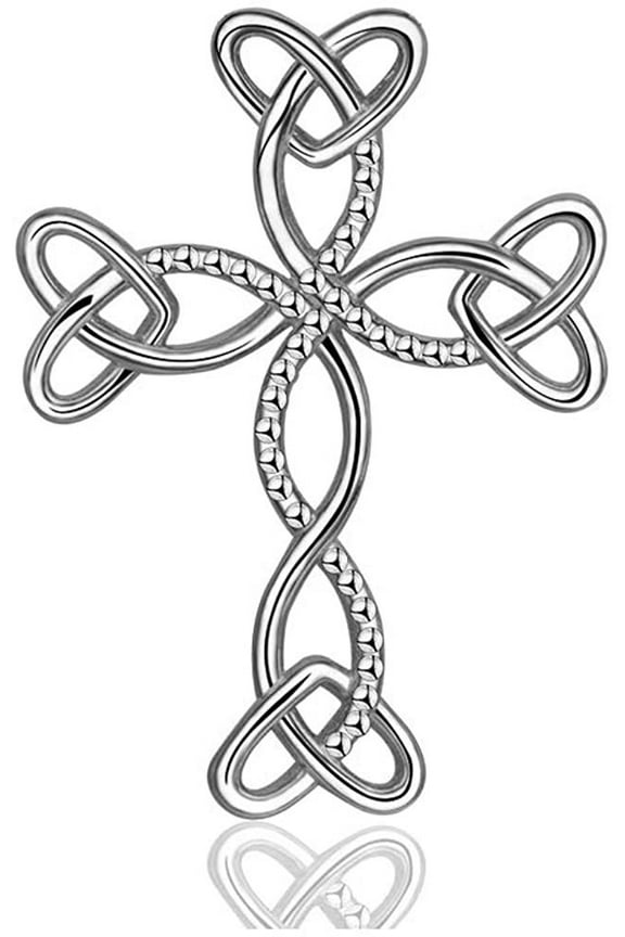 Celtic Holy Trinity Cross Sterling Silver Pendant Necklace 18"