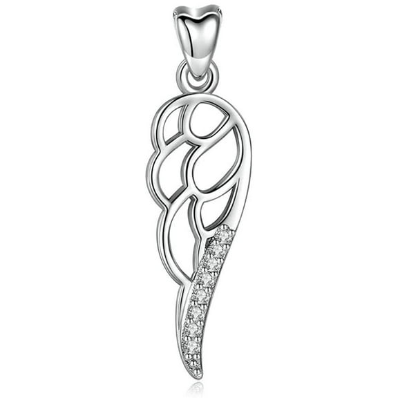 Jewelry Trends Guardian Angel Wing CZ Sterling Silver Pendant Necklace 18"