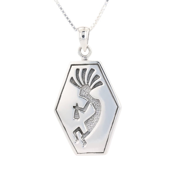 Jewelry Trends Kokopelli Sterling Silver Pendant Necklace Large Humpback Fertility Deity 18"