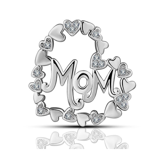 Jewelry Trends MOM Heart Mothers Day Sterling Silver Pendant Necklace 18"