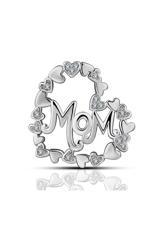 MOM Heart Mothers Day Sterling Silver Pendant Necklace 18"