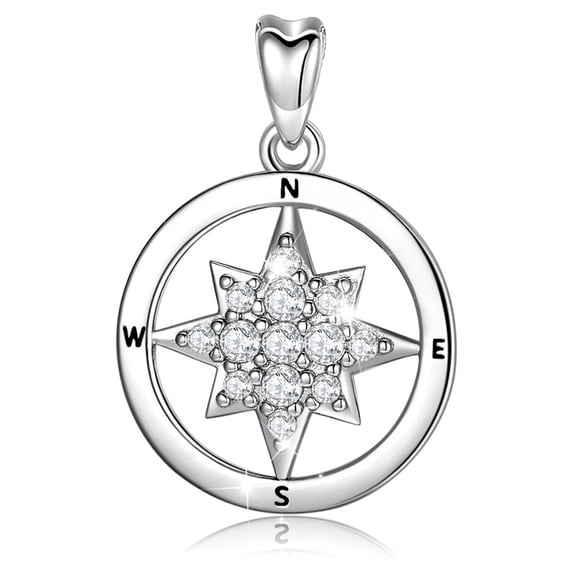 Jewelry Trends North Star CZ Journey Protection Sterling Silver Pendant Necklace 18"