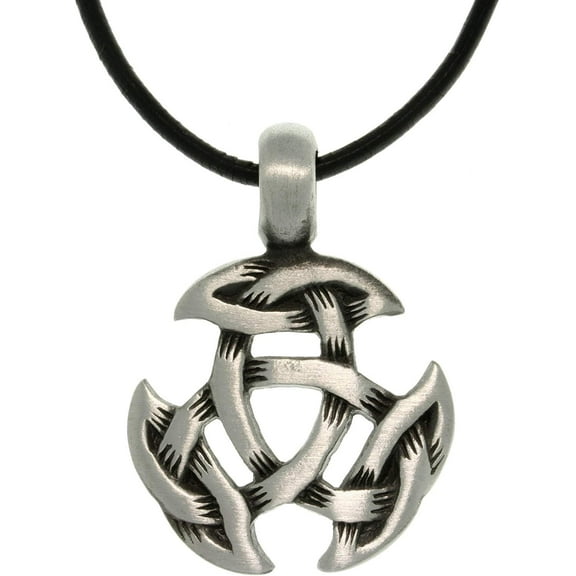Jewelry Trends Pewter Celtic Crescent Knot Unisex Pendant with 18 Inch Black Leather Necklace