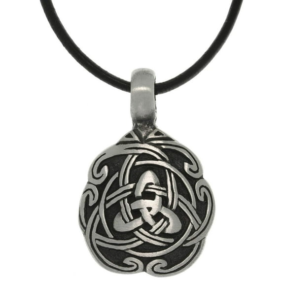 Jewelry Trends Pewter Celtic Trinity Knot Unity Pendant on 18 Inch Black Leather Cord Necklace