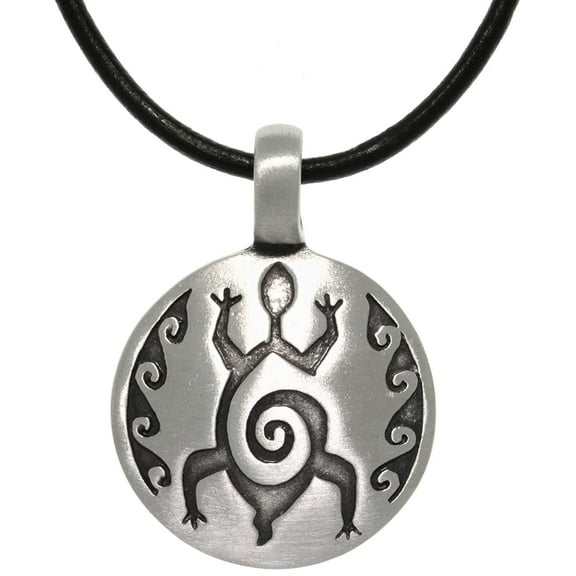 Jewelry Trends Pewter Tribal Spiral Design Turtle Unisex Pendant on 18 Inch Black Leather Necklace