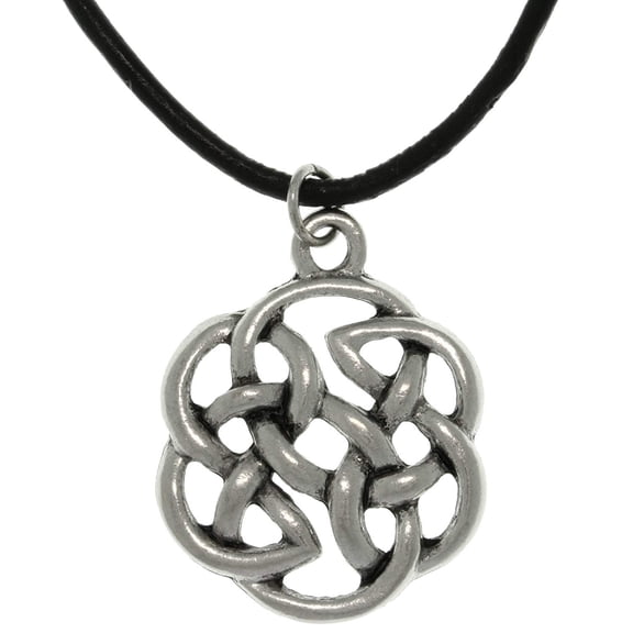 Jewelry Trends Pewter Unisex Celtic Shield of Destiny Pendant with 18 Inch Black Leather Necklace