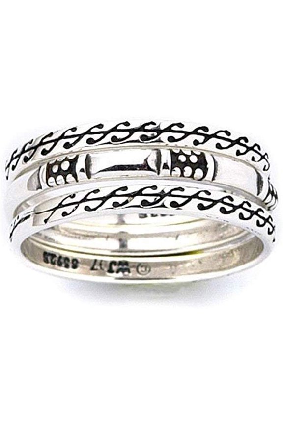 Scroll Design Stackable Ring Set Sterling Silver Size 9