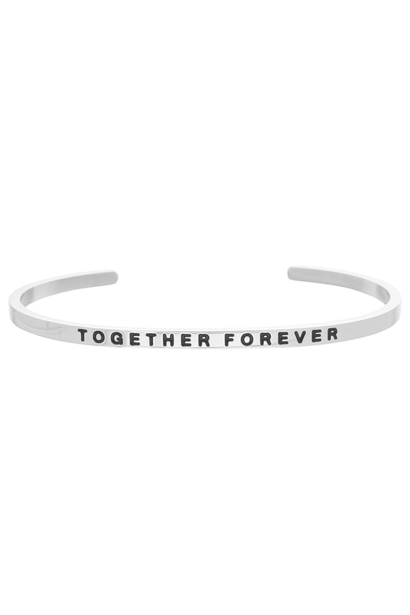 Jewelry Trends Stainless Steel Together Forever Message Bangle Stacking Bracelet