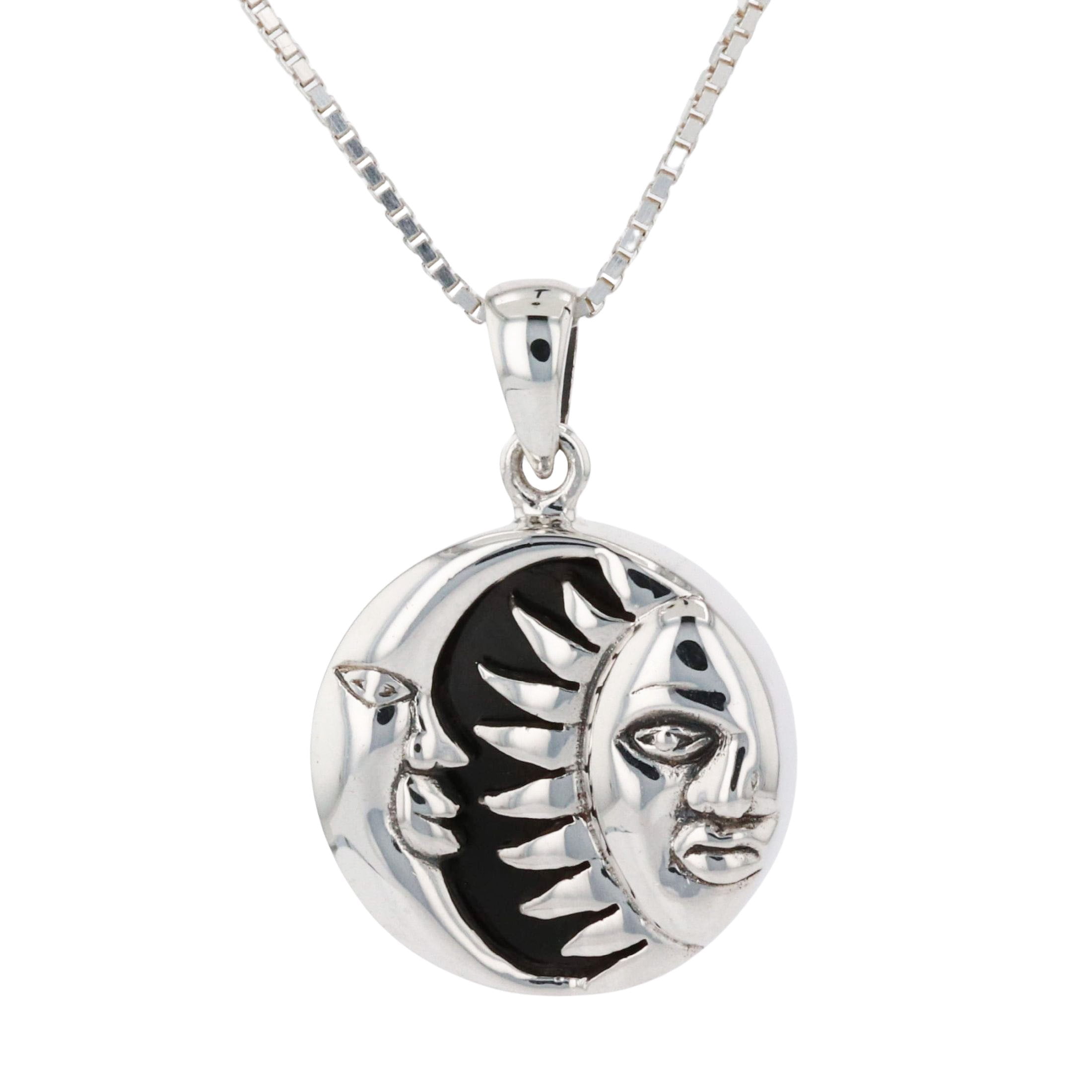 Jewelry Trends Sterling Silver Celestial Sun Moon Pendant Necklace 18 ...