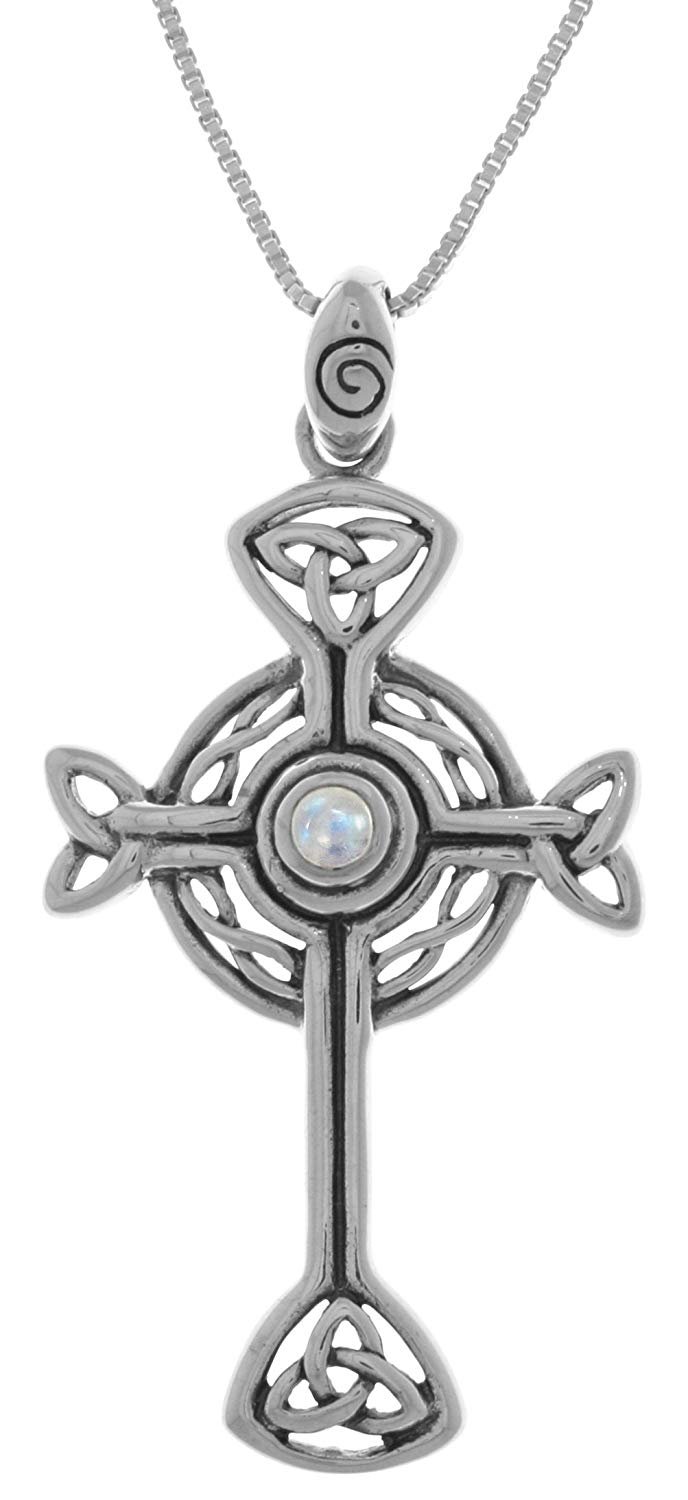 Jewelry Trends Sterling Silver Celtic Circle of Life Cross Pendant with ...