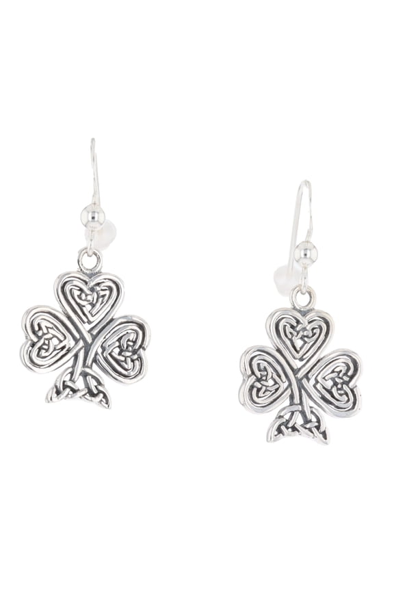 Sterling Silver Celtic Clover Shamrock Dangle Earrings