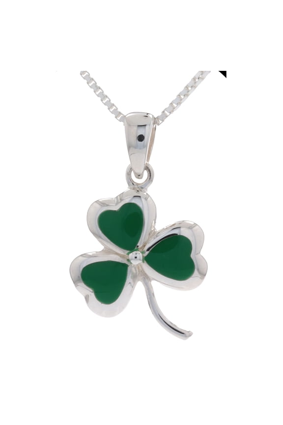 Sterling Silver Celtic Clover Shamrock Pendant Necklace 18"