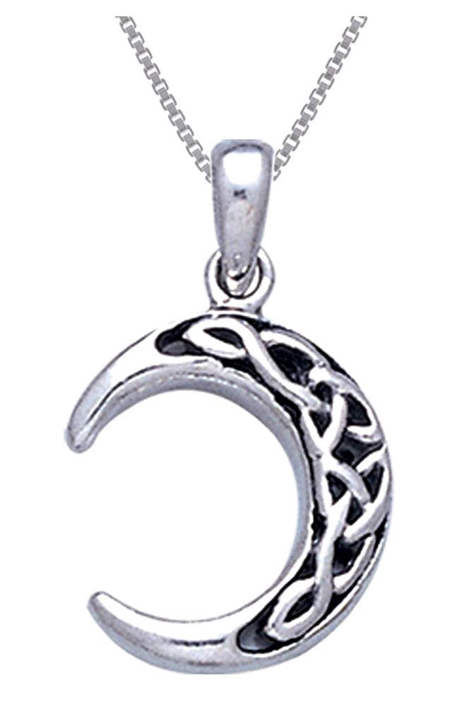 Jewelry Trends Sterling Silver Celtic Crescent Moon Pendant on 18 Inch ...