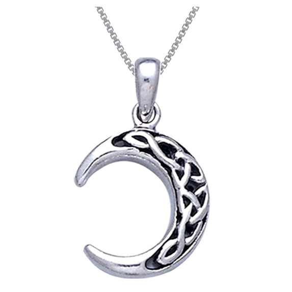 Jewelry Trends Sterling Silver Celtic Crescent Moon Pendant on 18 Inch ...