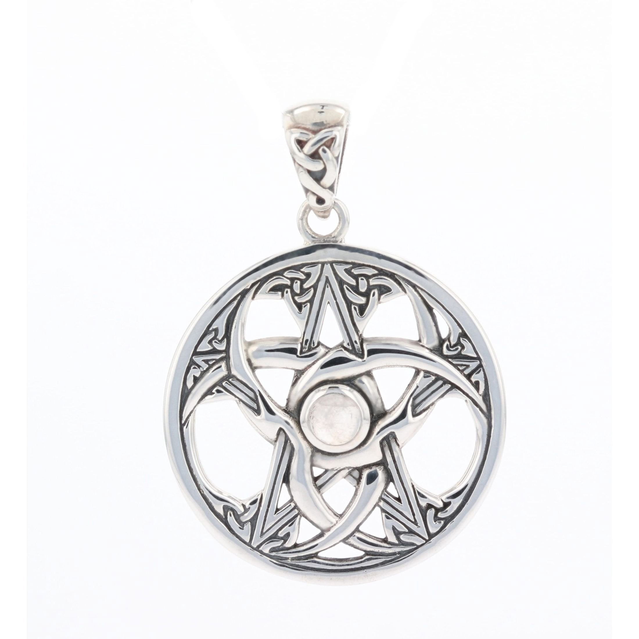 Jewelry Trends Sterling Silver Celtic Crescent Moon Pentacle Star ...