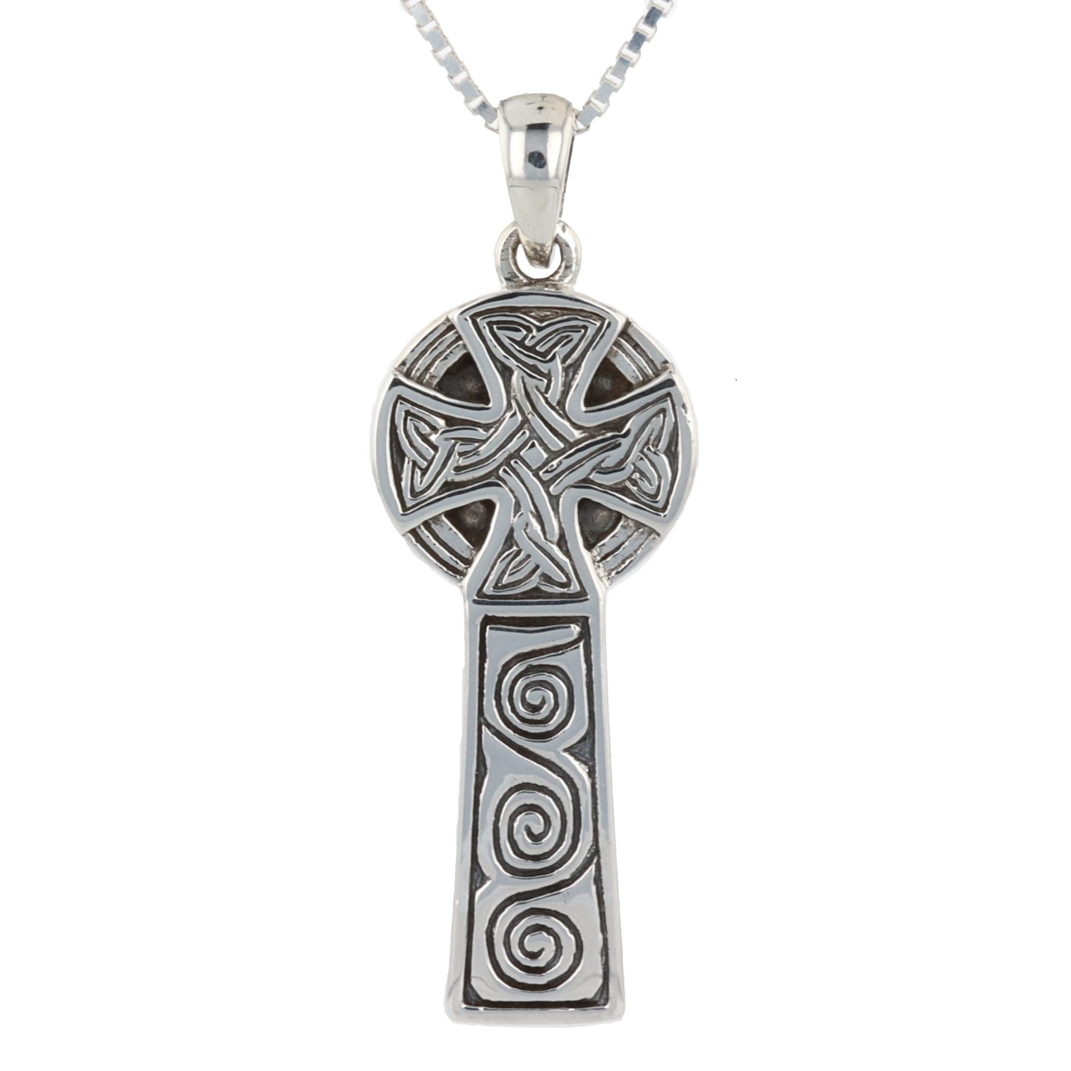 Jewelry Trends Sterling Silver Celtic Cross Pendant Necklace 18 ...