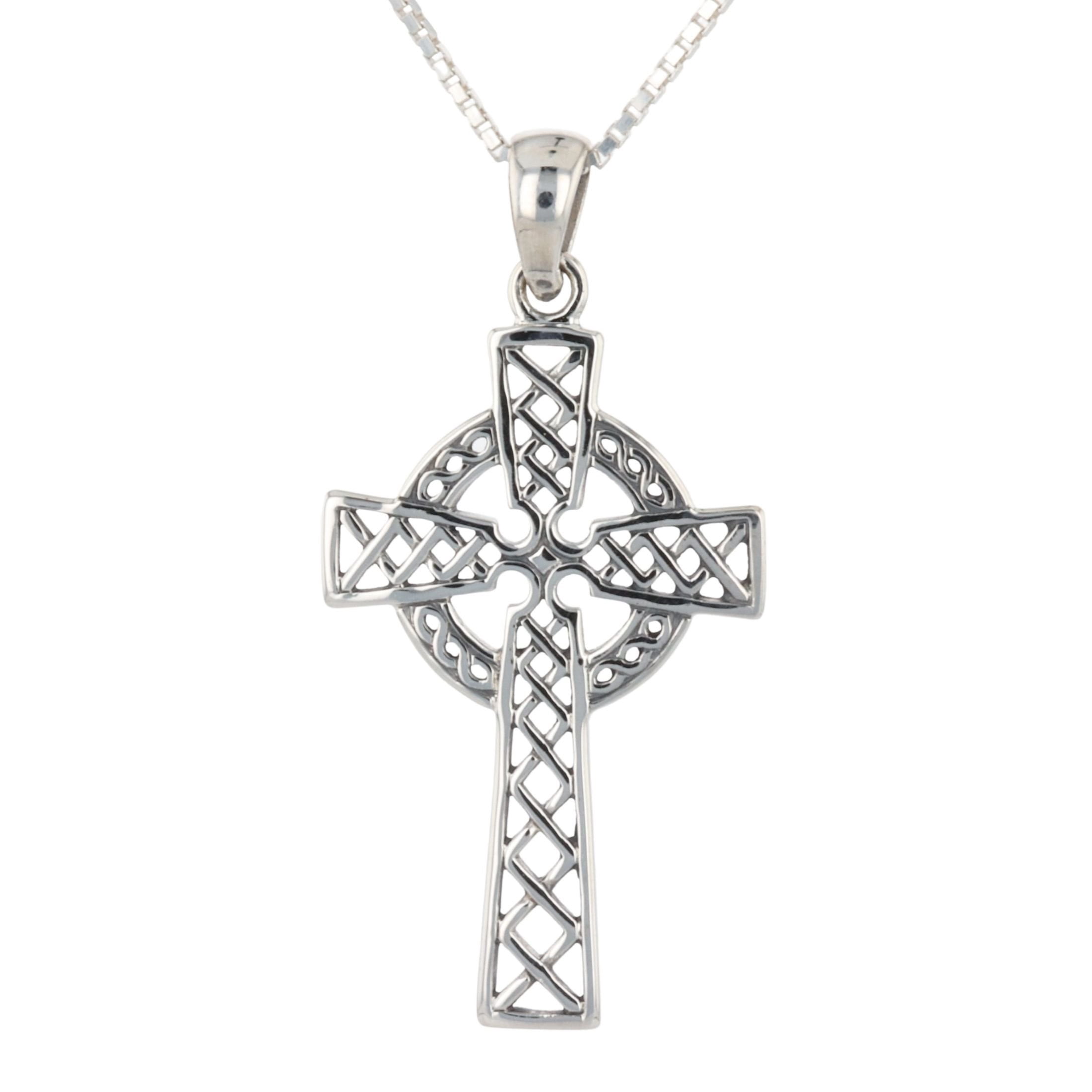 Jewelry Trends Sterling Silver Celtic Cross Pendant on 18 Inch Box ...