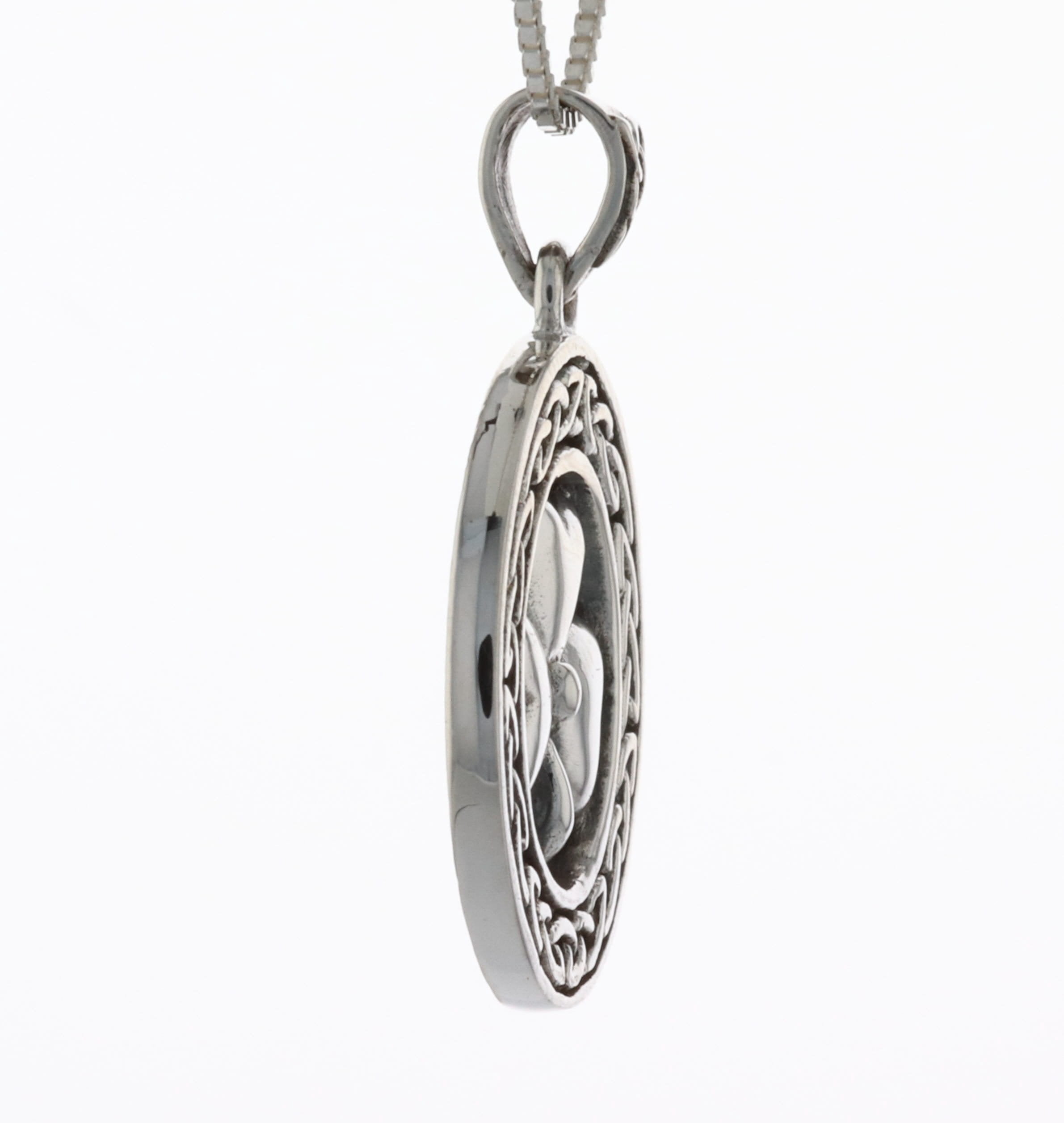 Sterling Silver Celtic Shamrock Pendant Necklace – 18 Inch Box Chain, Good Luck Clover Design, .925 Silver, Irish Heritage Jewelry