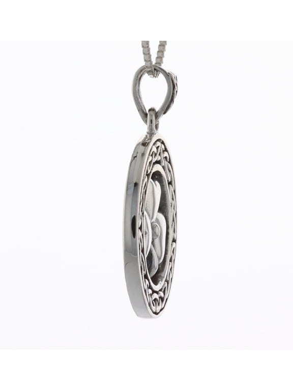 Sterling Silver Celtic Good Luck Clover Shamrock Pendant Necklace 18"