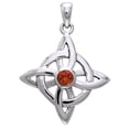 thumbnail image 1 of Jewelry Trends Sterling Silver Celtic Good Luck Knot Pendant with Garnet Stone on 18 Inch Box Chain Necklace, 1 of 2