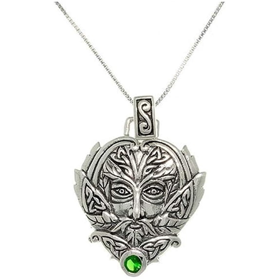 Jewelry Trends Sterling Silver Celtic Green Man Trinity Pendant on 18 Inch Box Chain Necklace