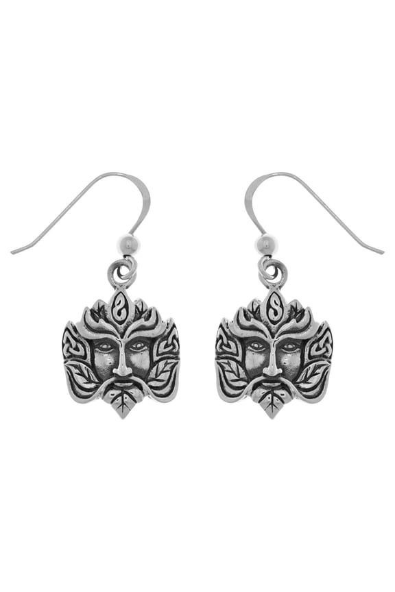 Sterling Silver Celtic Greenman Dangle Earrings Green Man Jewelry