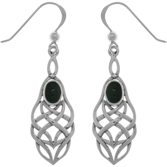 Jewelry Trends Sterling Silver Celtic Knot Dangle Earrings Created Black Onyx