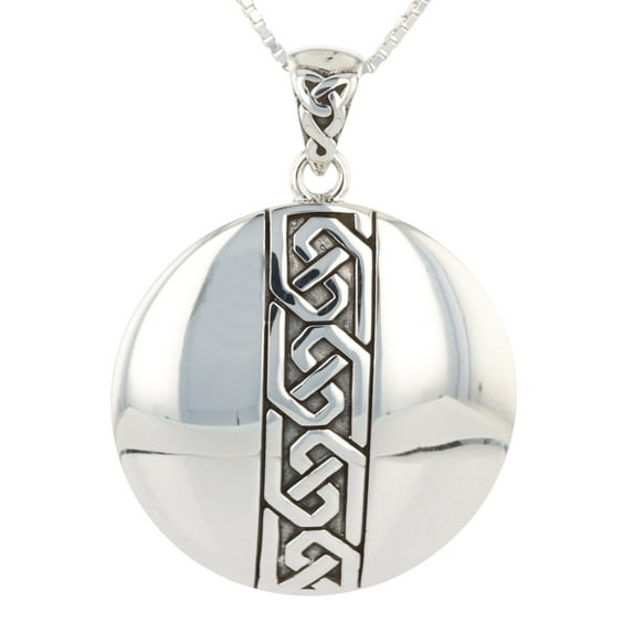 Jewelry Trends Sterling Silver Celtic Knot Medallion Pendant on 18 Inch Box Chain Necklace