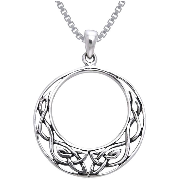 Jewelry Trends Sterling Silver Celtic Knot Work Round Pendant on 18 ...