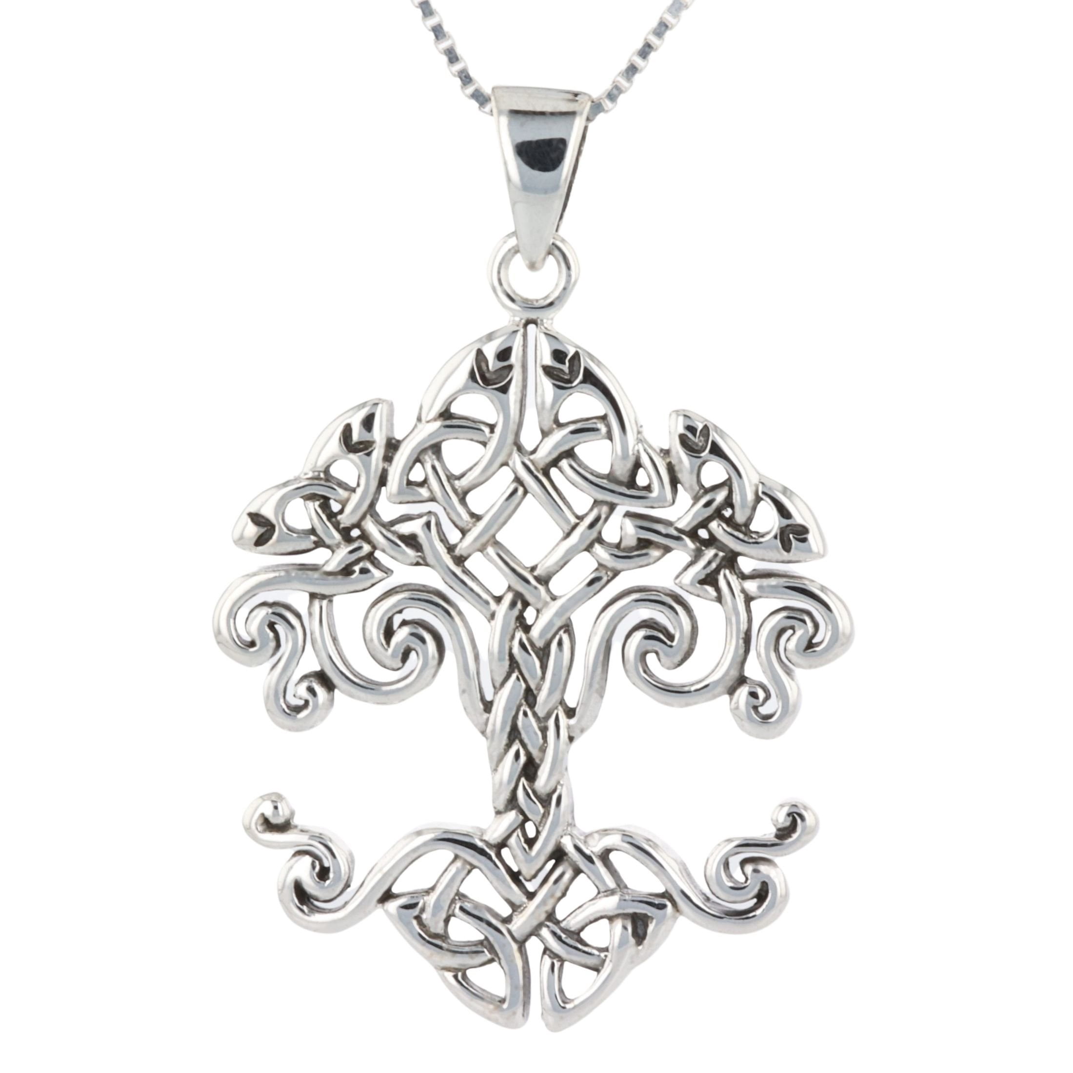 Jewelry Trends Sterling Silver Celtic Knot Work Tree of Life Pendant ...