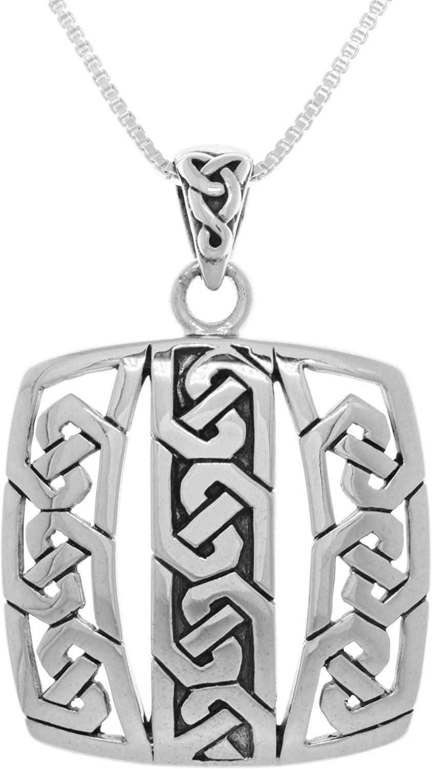 Jewelry Trends Sterling Silver Celtic Square Amulet Pendant on 18 Inch ...
