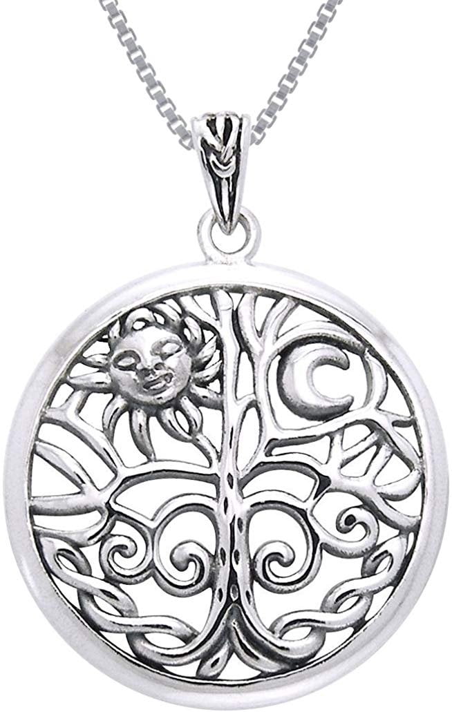 Jewelry Trends Sterling Silver Celtic Sun Moon Tree of Life Pendant ...