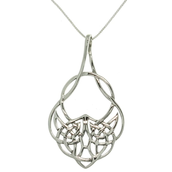 Jewelry Trends Sterling Silver Celtic Teardrop Knot Pendant with 18 Inch Box Chain Necklace