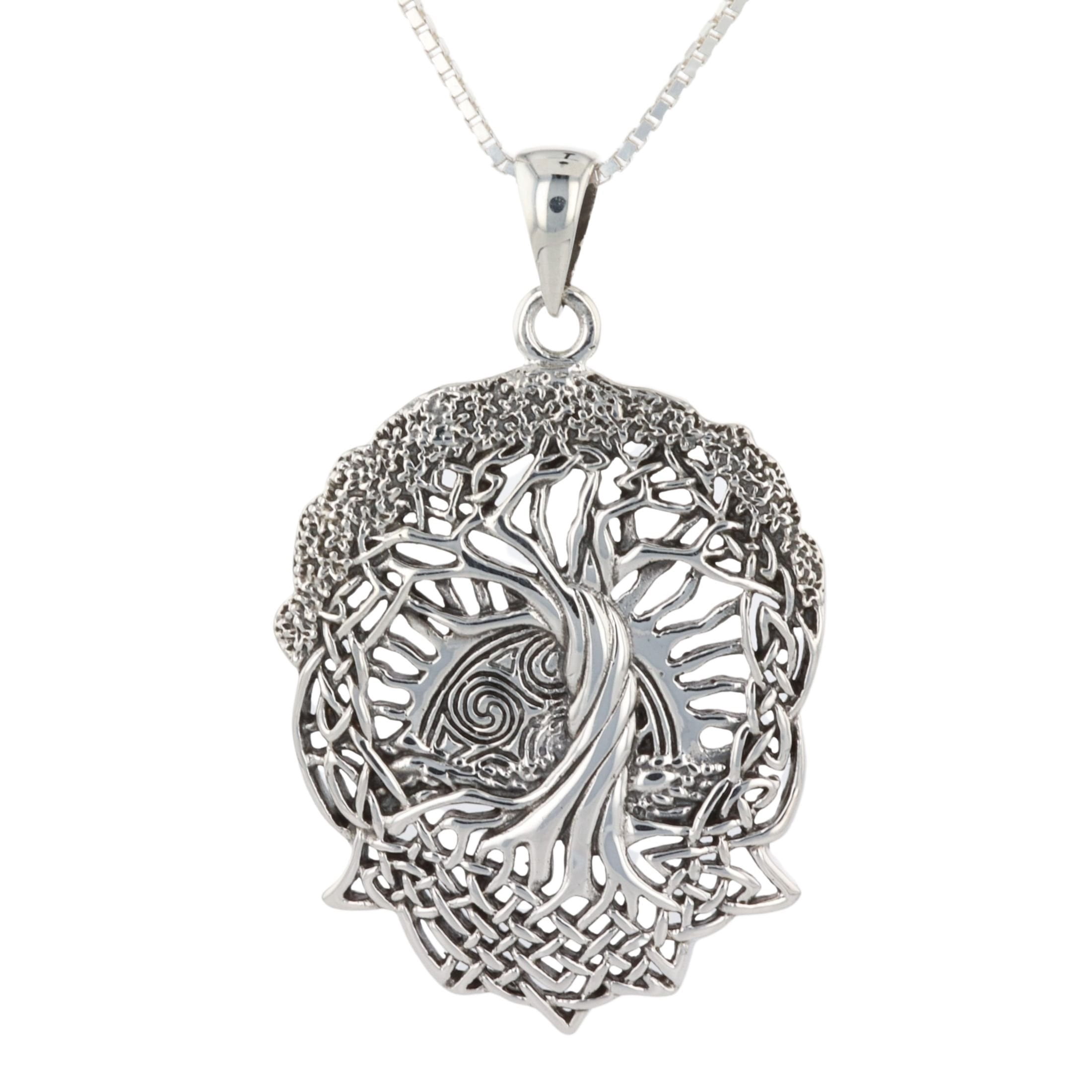 Jewelry Trends Sterling Silver Celtic Tree of Life Pendant Necklace 18 ...