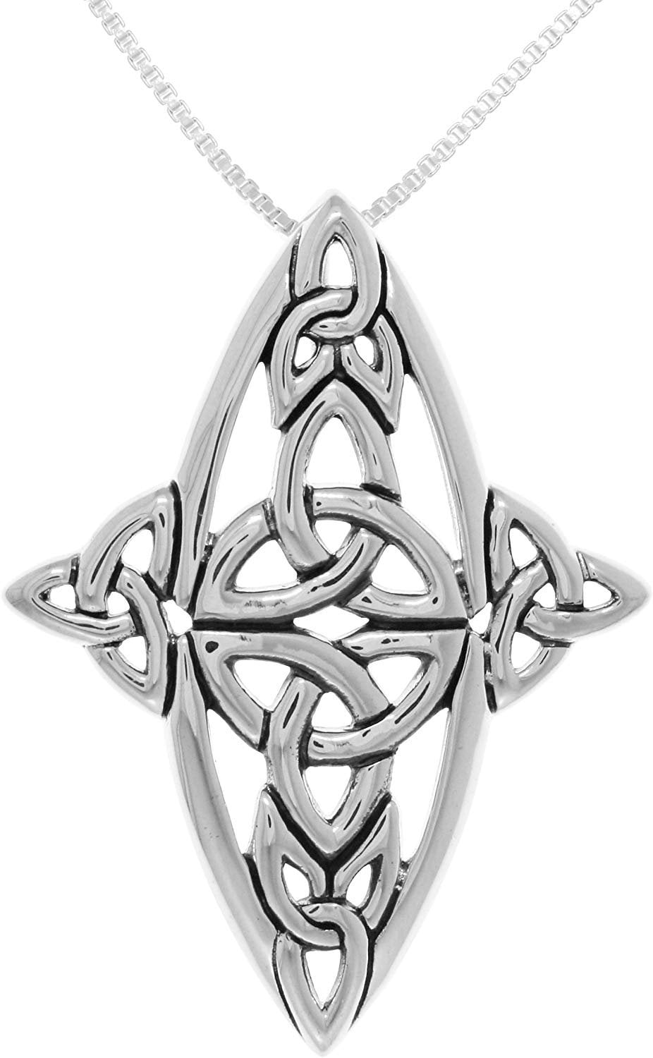 Jewelry Trends Sterling Silver Celtic Trinity Knot Cross Pendant on 22 ...