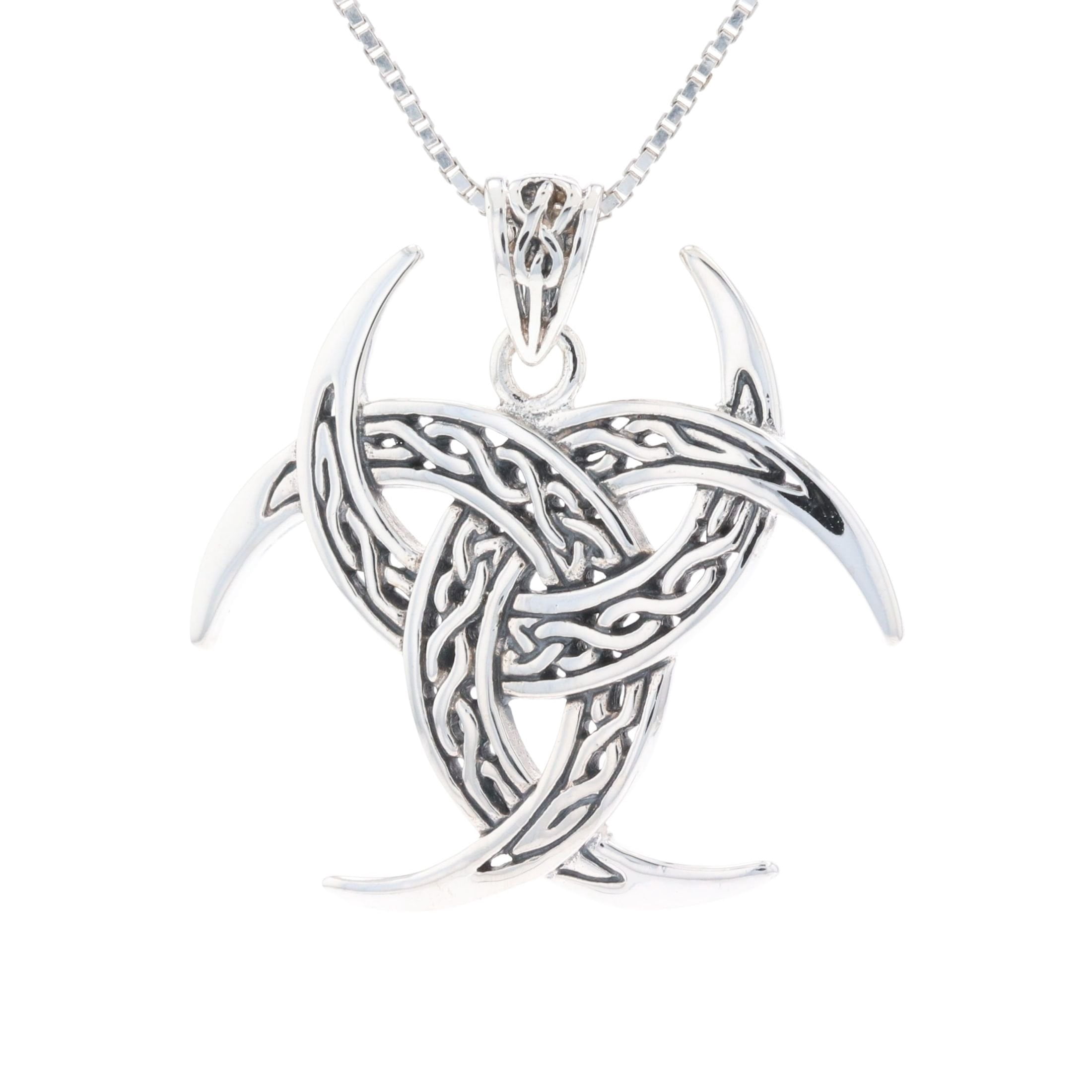 Jewelry Trends Sterling Silver Celtic Trinity Knot Triple Crescent Moon ...