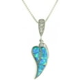 thumbnail image 1 of Jewelry Trends Sterling Silver Created Blue Opal and Clear CZ Heart Leaf Pendant with Chain Necklace, 1 of 3