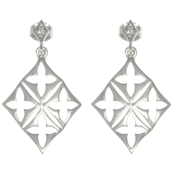 Jewelry Trends Sterling Silver Cross Cut Out Dangle Earrings