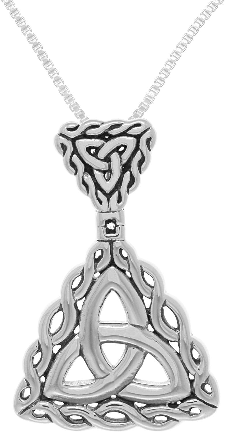 Jewelry Trends Sterling Silver Double Celtic Trinity Knot Pendant on 18 ...