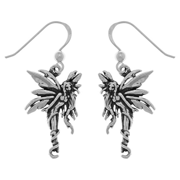 Jewelry Trends Sterling Silver Firefly Fairy Dangle Earrings by Artist Amy Brown