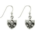 thumbnail image 1 of Jewelry Trends Sterling Silver Fleur De Lis Shield Dangle Earrings, 1 of 4