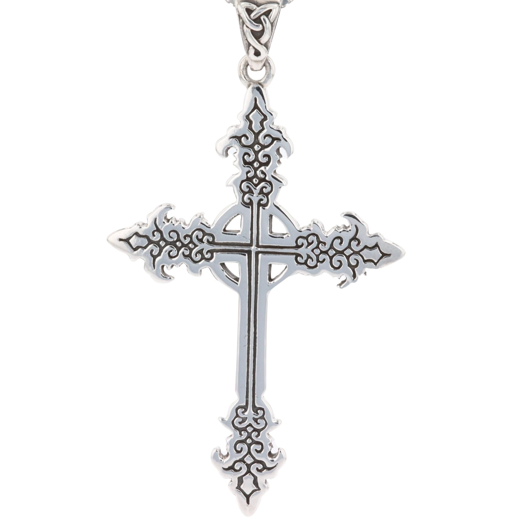 Jewelry Trends Sterling Silver Gothic Celtic Cross Pendant on 18 Inch ...