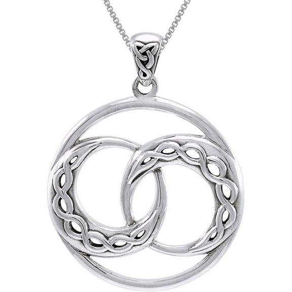 Jewelry Trends Sterling Silver Infinity Celtic Knot Crescent Moon Eclipse Pendant on Chain Necklace